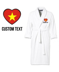 Vietnam Flag Heart Shape Embroidery Logo with Custom Text Embroidered Bathrobes